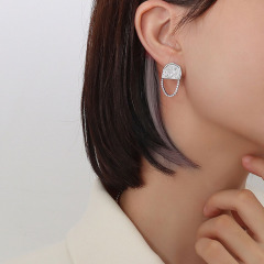 ES1086 Unique Dainty Stud Earrings For Women Fashion 316L Stainless Steel Cubic Zircon Purse Ladies Earrings
