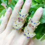 RM1232 New Dainty 18K Gold Plated Crystal Diamond CZ Micro Pave Butterfly Rings For Women Ladies