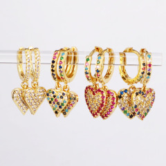 EC1483 Womans Fashion Rainbow Minimal CZ Huggie Earrings, Women's Pretty Dainty CZ Micro Heart Huggies