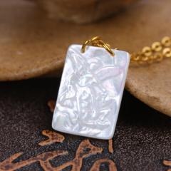 JF7294-1 White Mother of Pearl Shell Virgin Mary Rectangle Charm Pendants Necklace