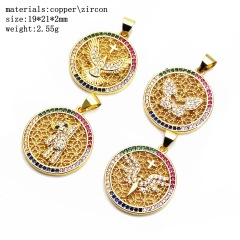 CZ8460 18k Gold Plated Zircon CZ Crystal Paved Butterfly Eagle Bear Angel Wing Disc Round Circle Pendants