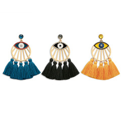 ET1068 hot wholesale 2021 multilayer handmade cotton thread tassel crystal bohemian women rhinestone evil eyes tassel earring ET1068 hot wholesale 2021 multilayer handmade cotton thread tassel crystal bohemian women rhinestone evil eyes tassel earring