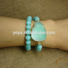 BRH1405 Fashion Amazonite Beaded Chrysoprase Druzy Charm Bracelet,Wholesale Australian Jade Bracelet BRH1405 Fashion Amazonite Beaded Chrysoprase Druzy Charm Bracelet,Wholesale Australian Jade Bracelet