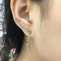 EC1473 Boho Style CZ Earrings, Women's Rainbow Diamond CZ Heart Star Charm Dangle Crawl Earrings,Beautiful Jewelry For Girls
