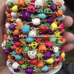 BCL1158 Hot sale White Turquoise Skull Beaded Rosary Chains