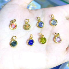 CZ8459 18K Gold Plated CZ Cubic Zirconia Pave Round Circle Charms ,Mini Round Charm Pendant For Necklace Earring Jewelry Making