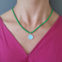 NM1076 2021 Summer Beach Jewelry Gold Plated Enamel Rainbow Smiley Pendant with Enamel Box Chain Necklace