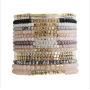 BM1010 Delicate Fine Crystal Beads with Gold Stacking Bracelets, Dainty Tiny Gold Silver Cube Bead Elastic Bracelets for Women