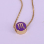 18k gold IP plated stainless steel box chain enamel zodiac necklace