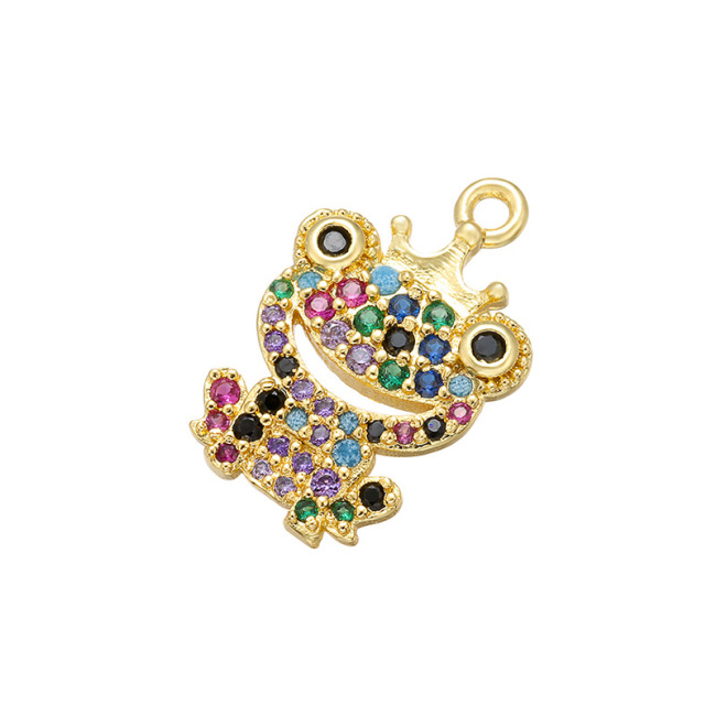 CZ7885 Chic Mini Rainbow Diamond Jewelry Charm Small CZ Micro Pave Chilli Frog Horseshoes Bracelet Charms
