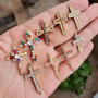 CZ8146  CZ Zircon Micro Pave Cross Charm Pendant  Diamond Necklace For Jewelry