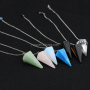 JF6751 Gemstone Rock Crystal Quartz Hexagonal Point Reiki Chakra Pendant Pendulum