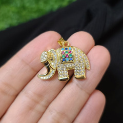 CZ8507 Wholesale gold plated cz micro pave elephant charm pendant ;Cubic zirconia elephant charm