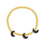 BM1065 4MM Gold Beads Beaded Elastic Bracelet with Colorful Enamel Crescent Moon Charm for Ladies Women