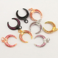 CZ7665 Popular Diamond Micro Pave Crescent Moon Charm, Micro Paved Horn Pendants