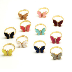 RM1193  Fashion  colourful butterfly Copper women Ring, trendy  brass Acrylic butterfly ladies Ring
