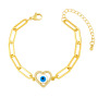BC1387 New Design Gold CZ Paved Enamel Turkish Evil Eyes Wish Protection Bracelet with Paperclip Chain
