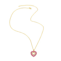 NZ1333 New 18k Gold Plated Chic Cubic Zirconia CZ Micro Pave Open Love Heart Pendant Chain Necklace,Valentine's Day Gift