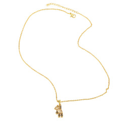 NZ1219 popular 18k gold plated brass colored CZ diamond mirco pave charms teddy bear moon Pendant Necklaces
