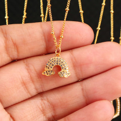 NZ1165 fashion minimal evil eyes ladies pendant mini heart brass charm with cubic zircon women chain necklace