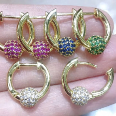 EC1564  Hot Sale  CZ micro pave ball hoop huggie earrings jewelry for women