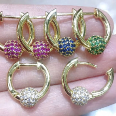 EC1564 Hot Sale CZ micro pave ball hoop huggie earrings jewelry for women