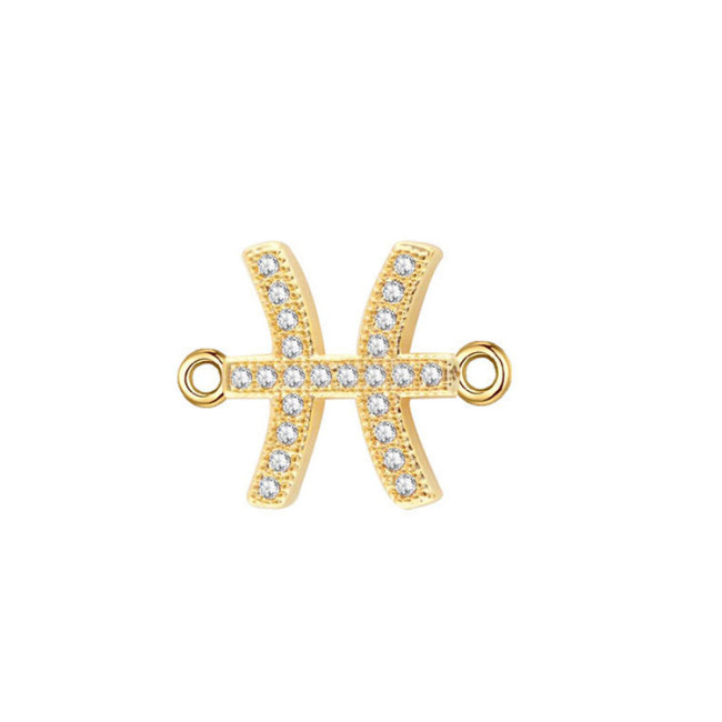 CZ8103 Mini CZ Micro Pave horoscope charm,tiny zodiac astrology charm connector for bracelet making birthday gift
