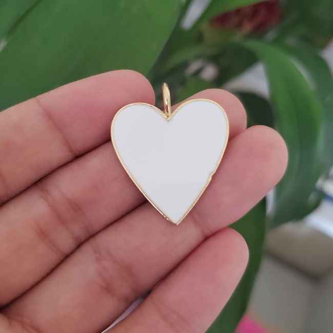 JS1540 Hot Sale  18KGold Plated Colorful Enamel Neon Heart Charm Pendants for Necklace Earring Making Supplies
