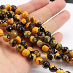 AB0496 Hot Sale Yellow and black faceted fire agate beads