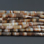 AB0858 Brown / White Striped Agate Tube Beads,Brown Banded Column Barrel Beads