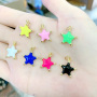 JS1572 Gold Plated brass metal multi colored enamel star charms Pendant