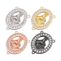 CZ8072 Hotsale Dainty Gold Plated CZ Zircon Micro Blessed Mother Mary Saint Pendant Connectors with 3 Bail Loops