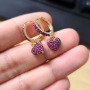 EC1712 Chic Dainty Gold Plated Mini CZ Micro Pave Heart Dangle Charm Huggie Earrings