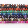 AB0157 Hot sale brown purple green blue red black matte striped agate beads,frosted stripe lace banded agate DIY beads