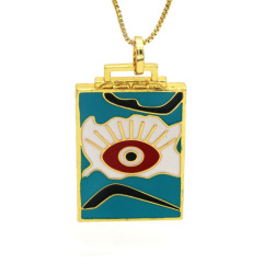 NZ1216 18k Gold Plated Enamel Tarot Card Necklace,Star strength Sun Moon Symbolic Necklace Tarot Card Jewelry Mystic Jewelry