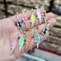 CZ7712 Rainbow Neon Enamel CZ Pave Thunder Lightning Bolt Charm, Enamel CZ Pave lightning Sign Pendant