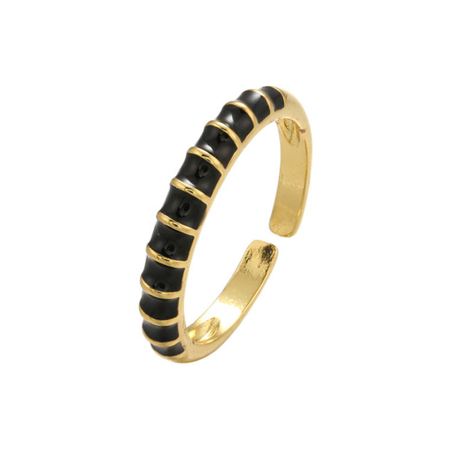 RA1043 18k gold plated Brass Metal colorful enamel elongate link open Rings