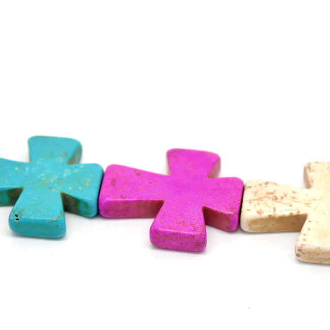TB0166 Howlite Turquoise Big Cross Beads