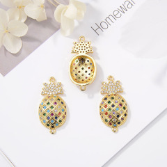 CZ8171 Colorful Brass Micro Pave Cubic Zirconia Fruit Pineapple Charms For Jewelry Findings Connector