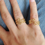 RM1187 Dainty Delicate  Minimalist Gold Plated Rope Twisted Link Curb Cuban Star Stack Rings for Ladies