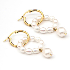 EP1005 fashion stainless steel pearl women hoop earring ,trendy freshwater pearl ladies earring EP1005 fashion stainless steel pearl women hoop earring ,trendy freshwater pearl ladies earring