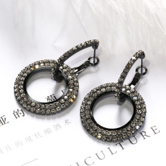 EM1083  Fashion Gold Plated Brass Crystal Pave Hoop Drop Dangle Earrings for Women Girls