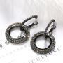EM1083  Fashion Gold Plated Brass Crystal Pave Hoop Drop Dangle Earrings for Women Girls
