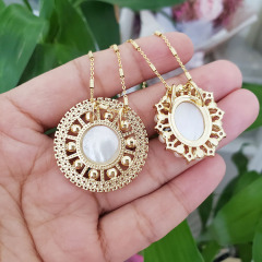 NZ1197 fashion blessed pearl Virgin Mary women chain necklace, charm Mother Mary circle pearl pendant ladies necklace