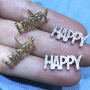 EC1241 Popular Dainty CZ Micro Pave LOVE LUCKY HAPPY Letter Words Stud Earrings for Women Girls
