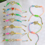 BC3012 Dainty Gold CZ Paved Infinity Heart Dog Paw Print Rainbow Cord Friendship Macrame Bracelets for girls Women