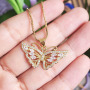 NZ1200 Trendy charm butterfly pendant women necklace ,fashion shiny cubic zircon charm box chain ladies necklace