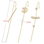 EC1713 CZ Micro Pave Bar Ear Pin Minimalist Jewellery Cartilage earring Chain ear cuff pin Chain earring Needle earring