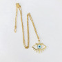 NZ1236 Fashion 18k Gold Plated CZ Pave Blue Turkish Evil Eye Pendant Chain Layering Protection Necklace