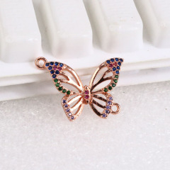 CZ8106 Chic Rainbow CZ Zircon Micro Pave butterfly Charm bracelet connectors,fashion jewelry supplies